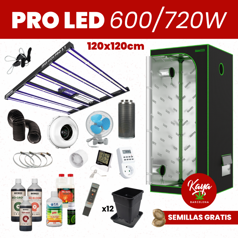 Kit de Cultivo PRO LED 600W/720W con Armario - 120x120cm