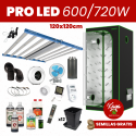 PRO LED 600W/720W Grow Kit with Tent - 120x120cm